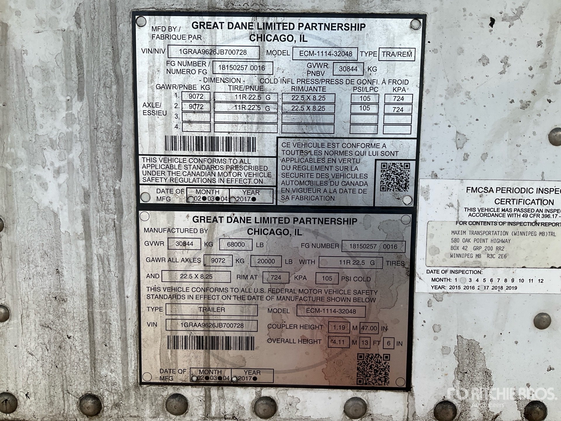 General Appearance with Serial Number / VIN