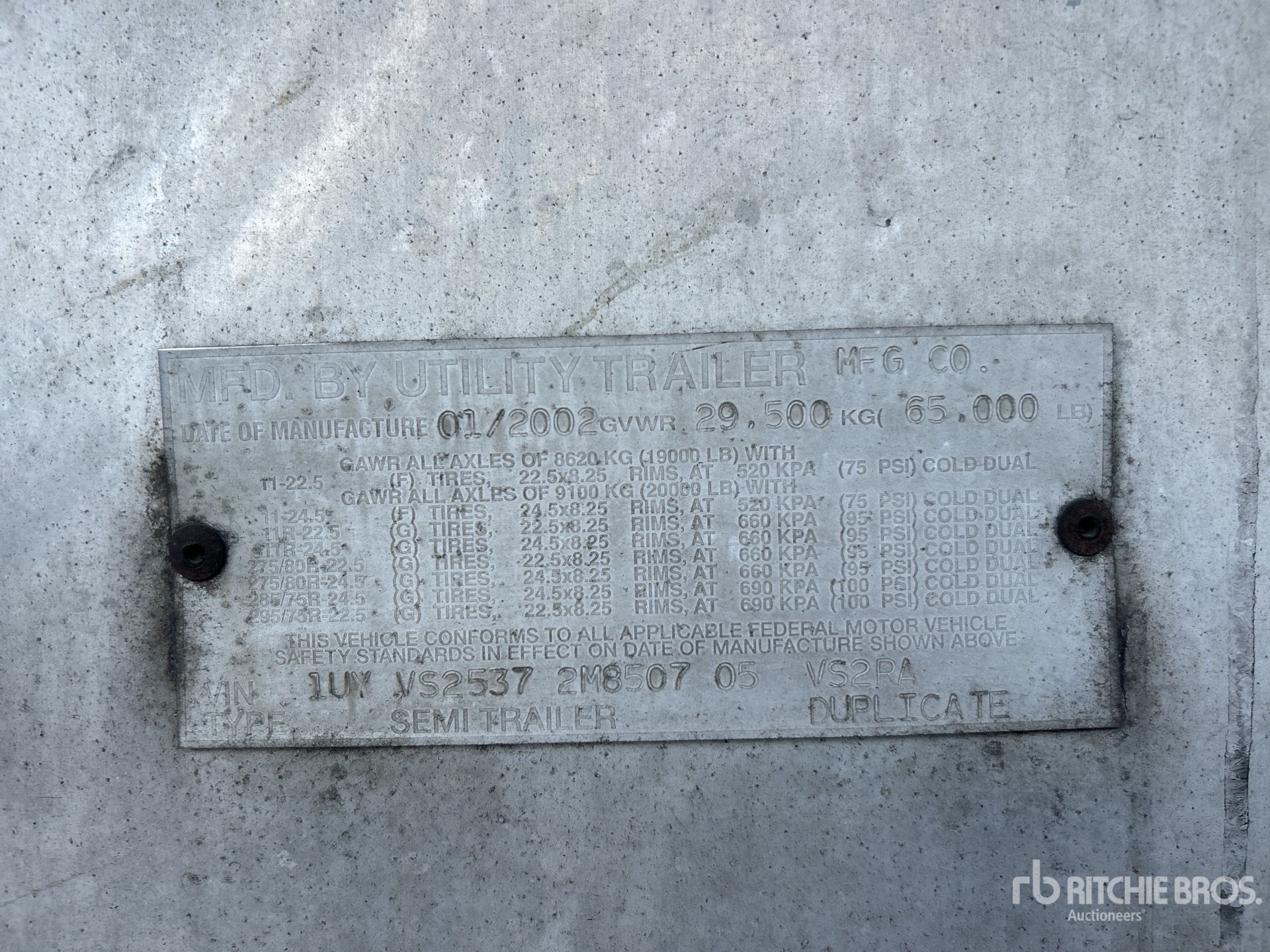 General Appearance with Serial Number / VIN