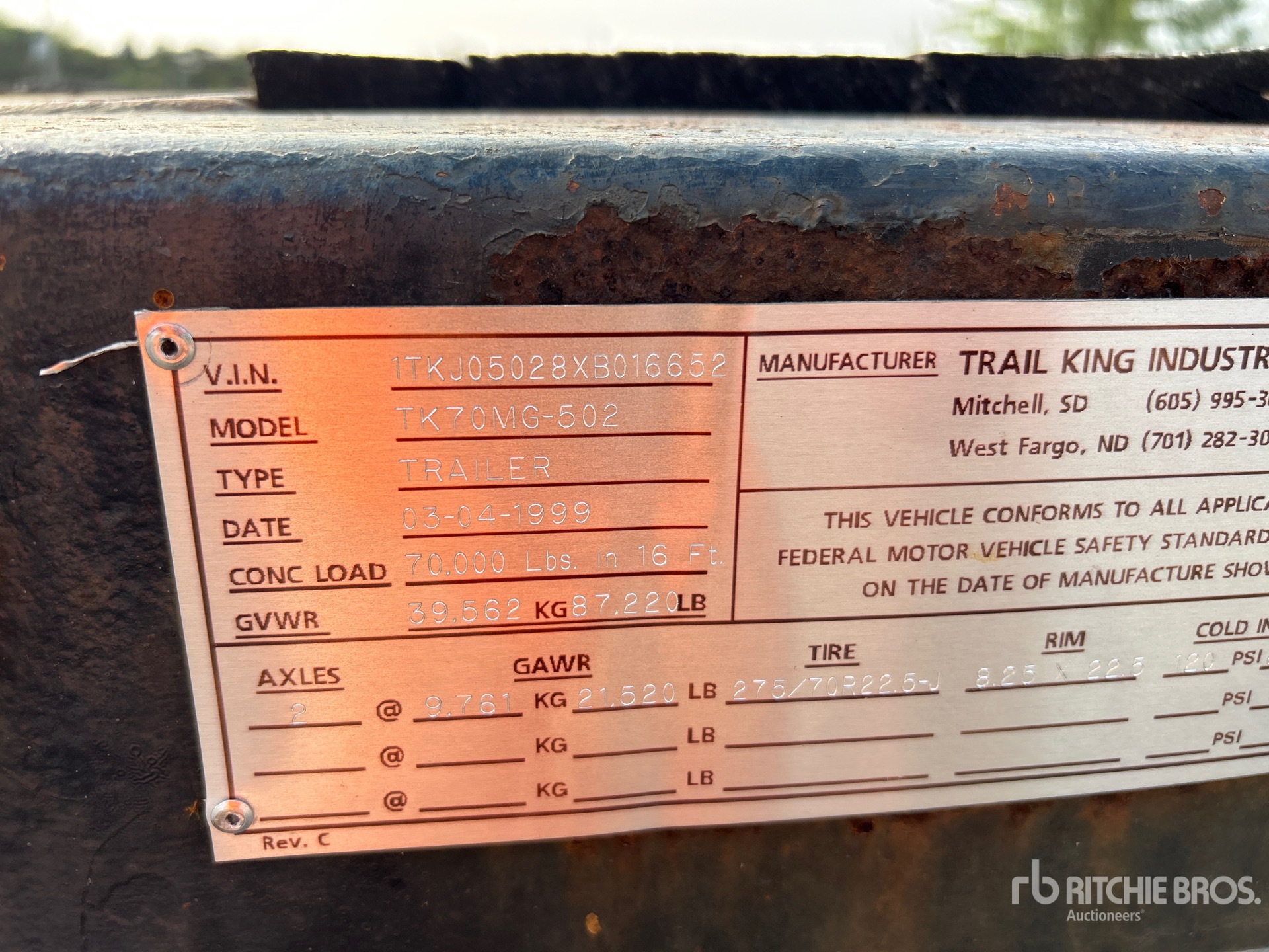 General Appearance with Serial Number / VIN