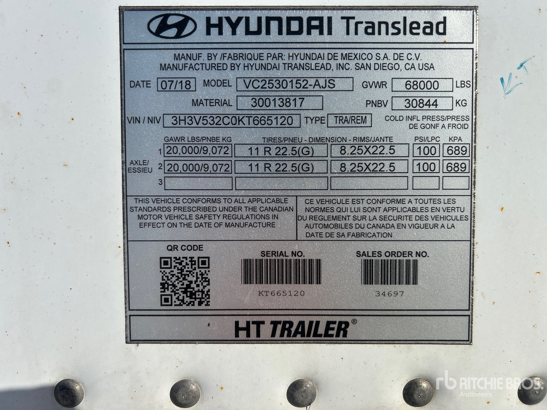 General Appearance with Serial Number / VIN