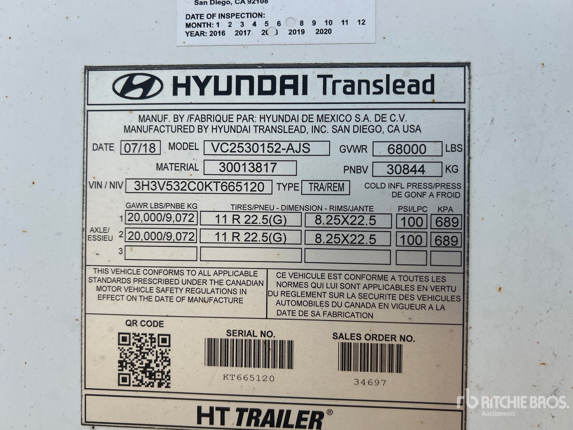 General Appearance with Serial Number / VIN