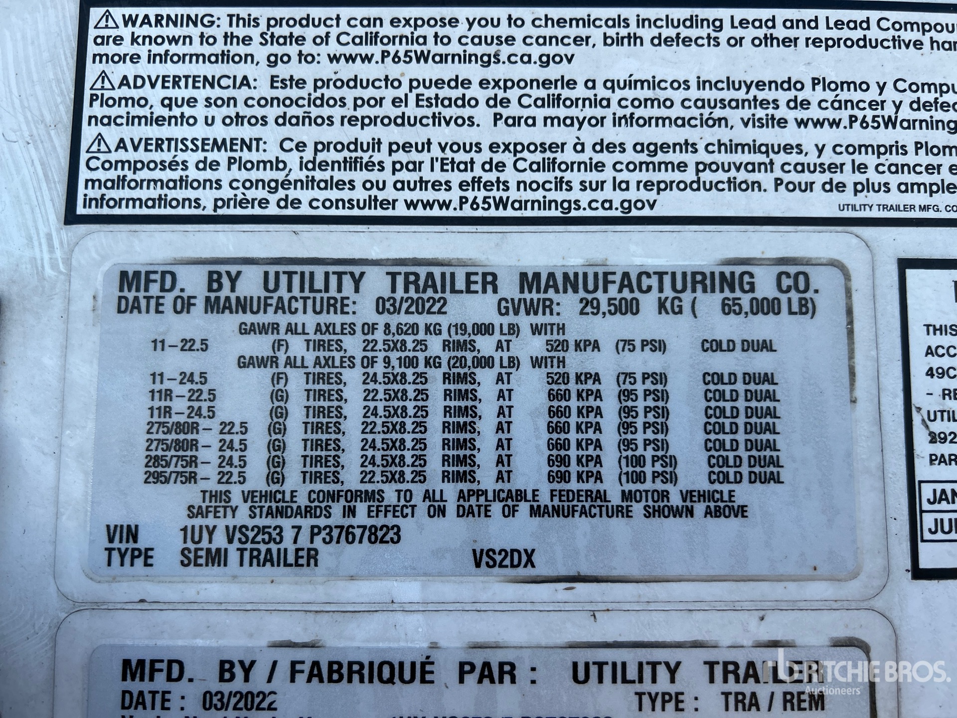 General Appearance with Serial Number / VIN