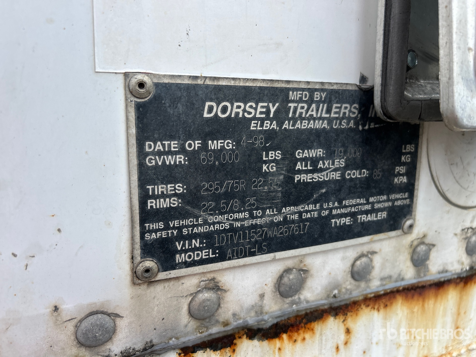 General Appearance with Serial Number / VIN