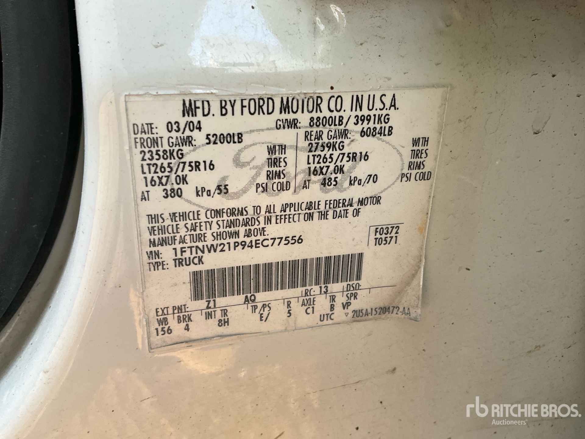 General Appearance with Serial Number / VIN