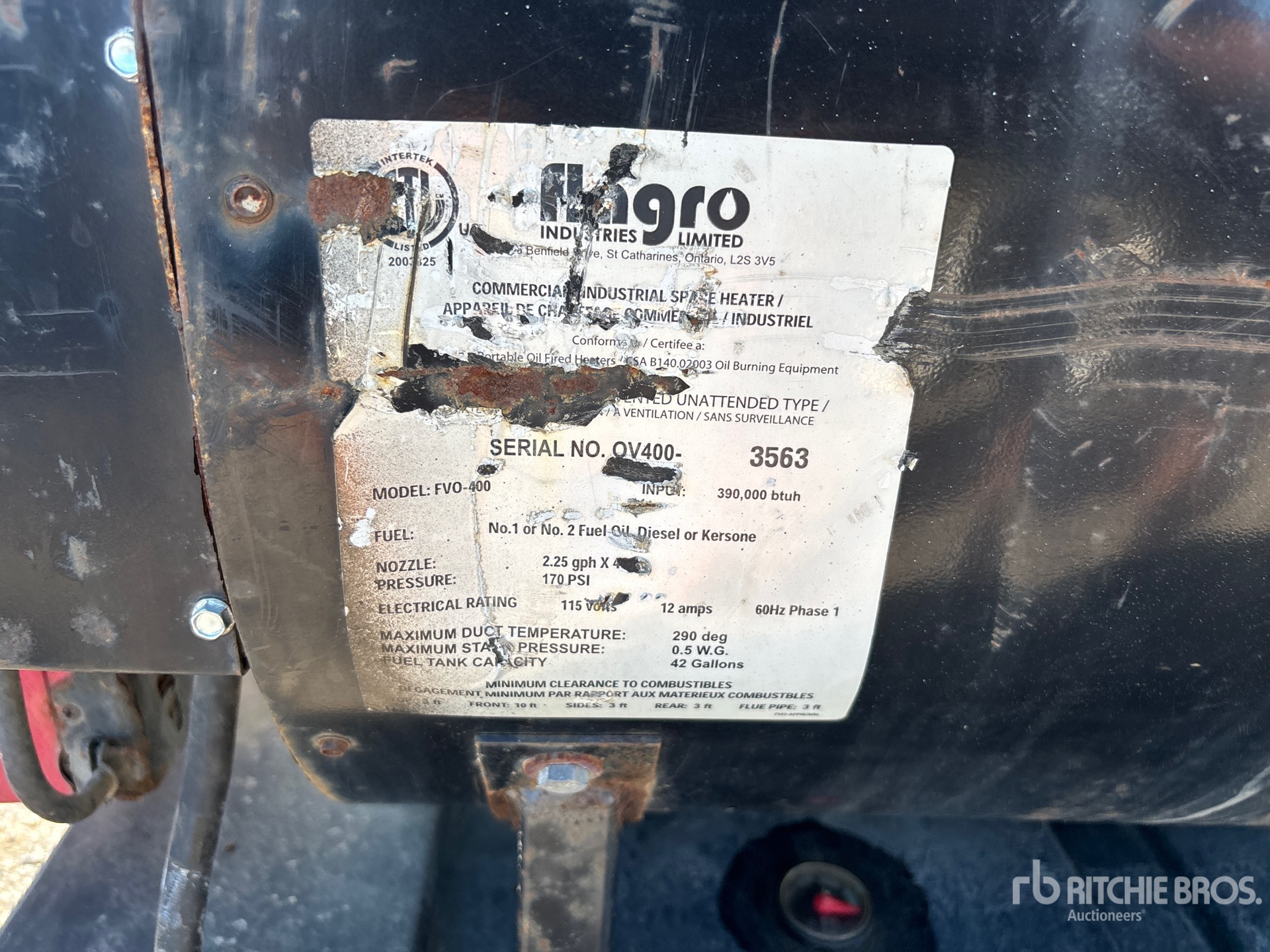 General Appearance with Serial Number / VIN