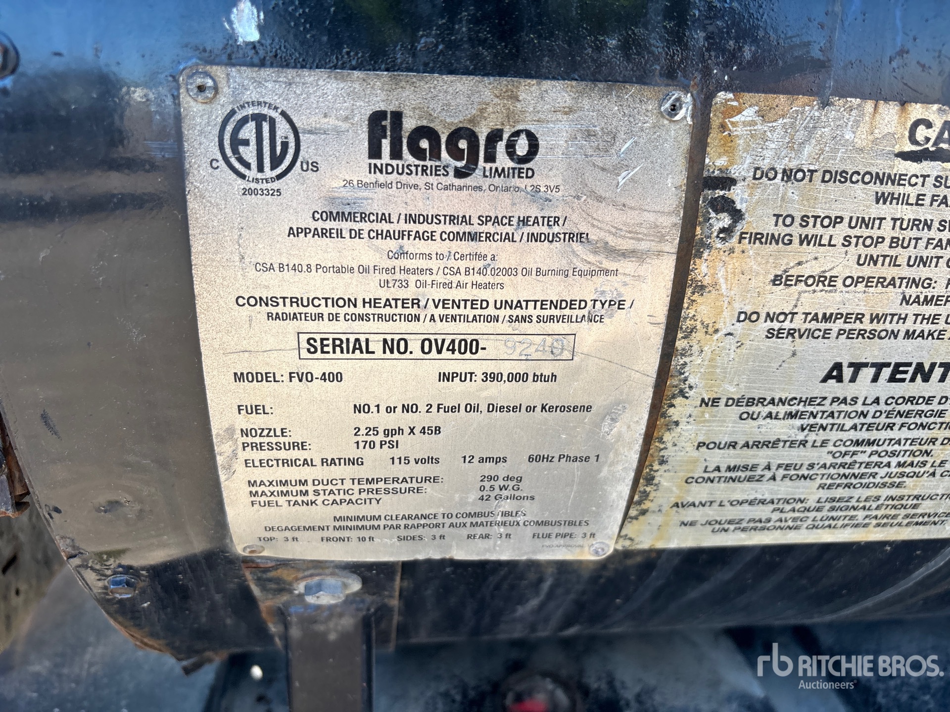 General Appearance with Serial Number / VIN