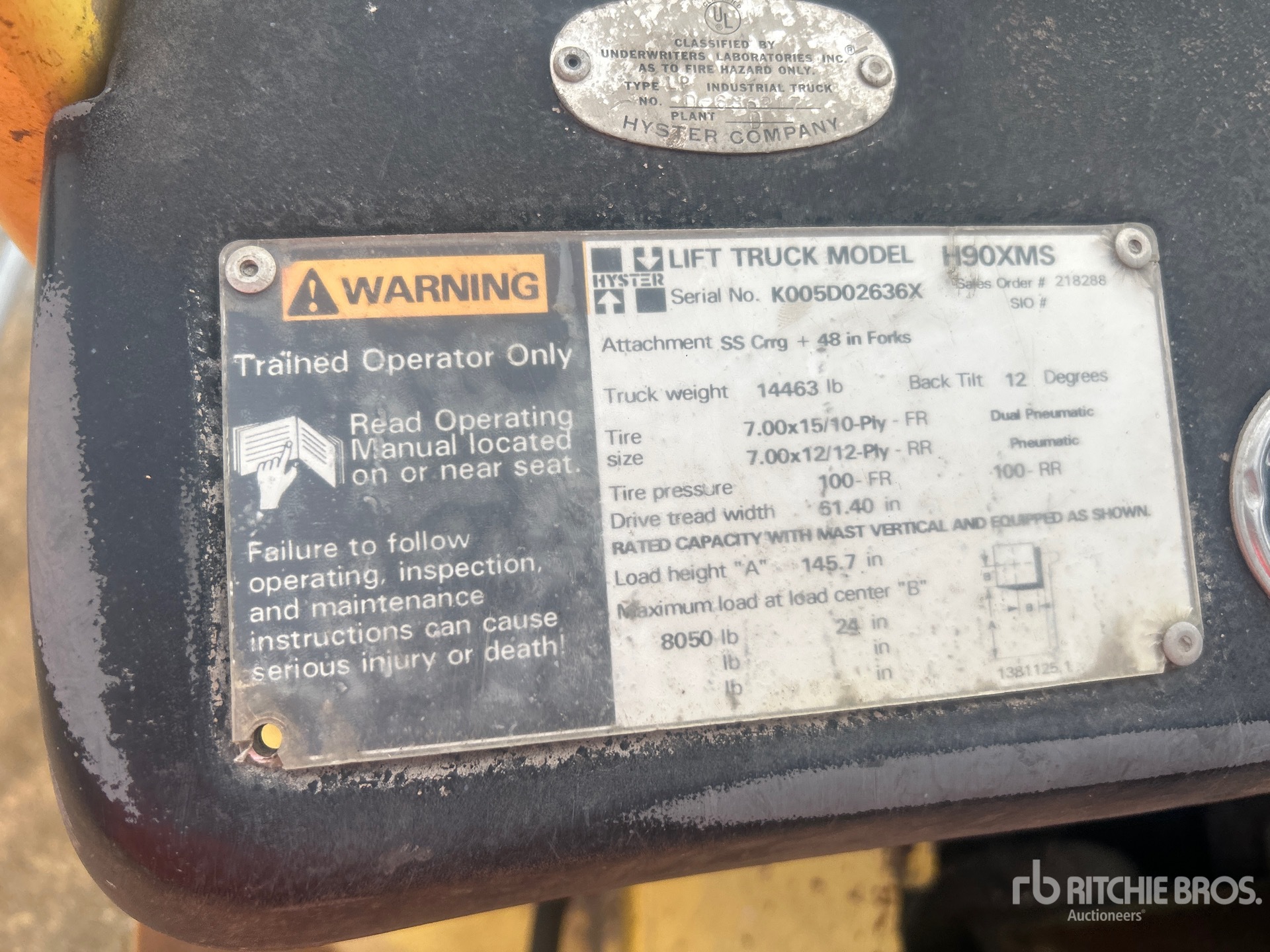 General Appearance with Serial Number / VIN
