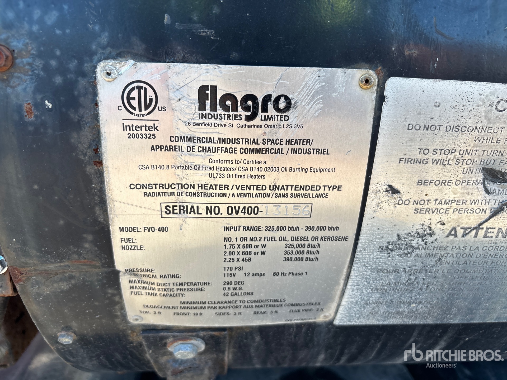 General Appearance with Serial Number / VIN