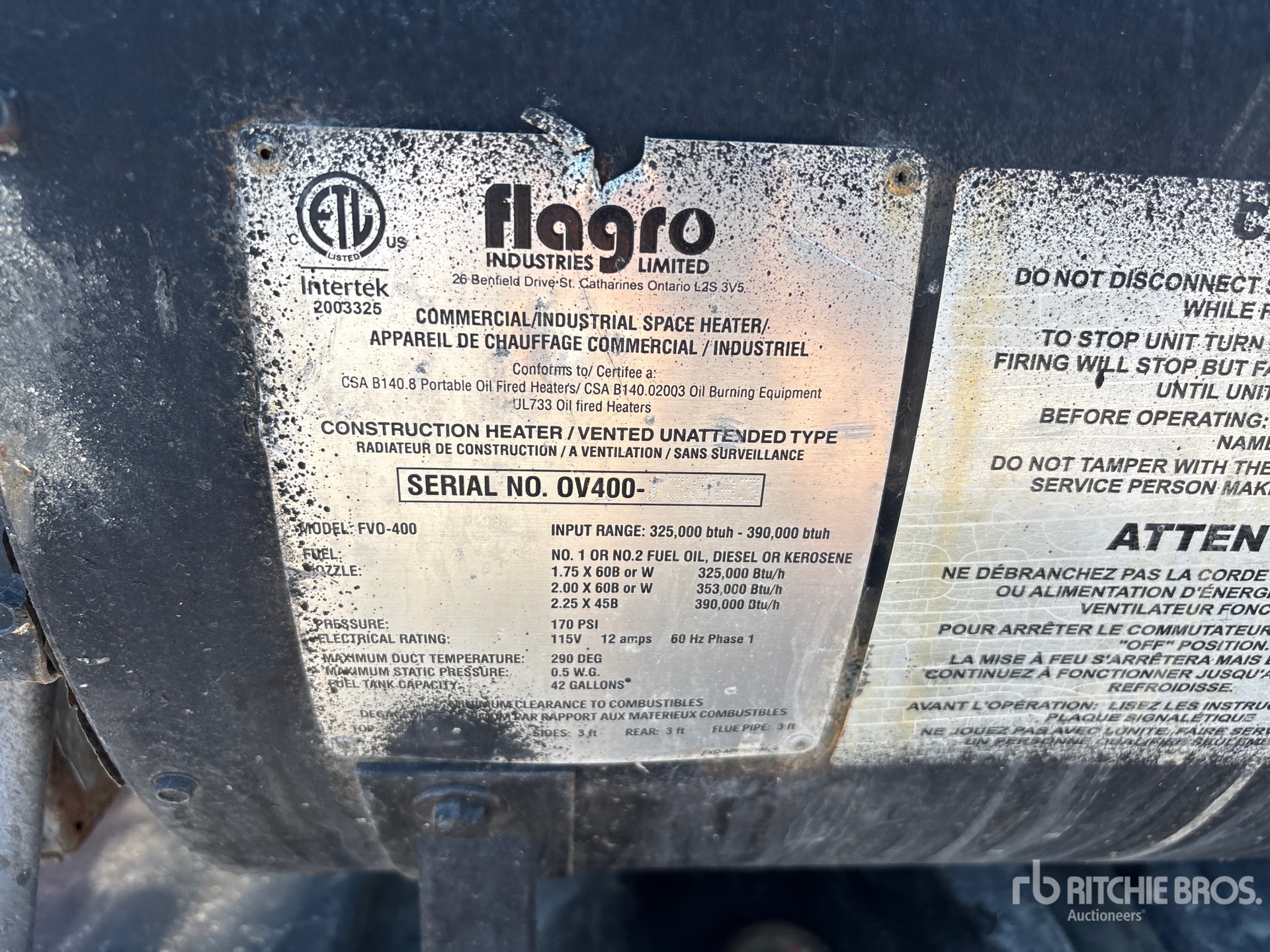 General Appearance with Serial Number / VIN