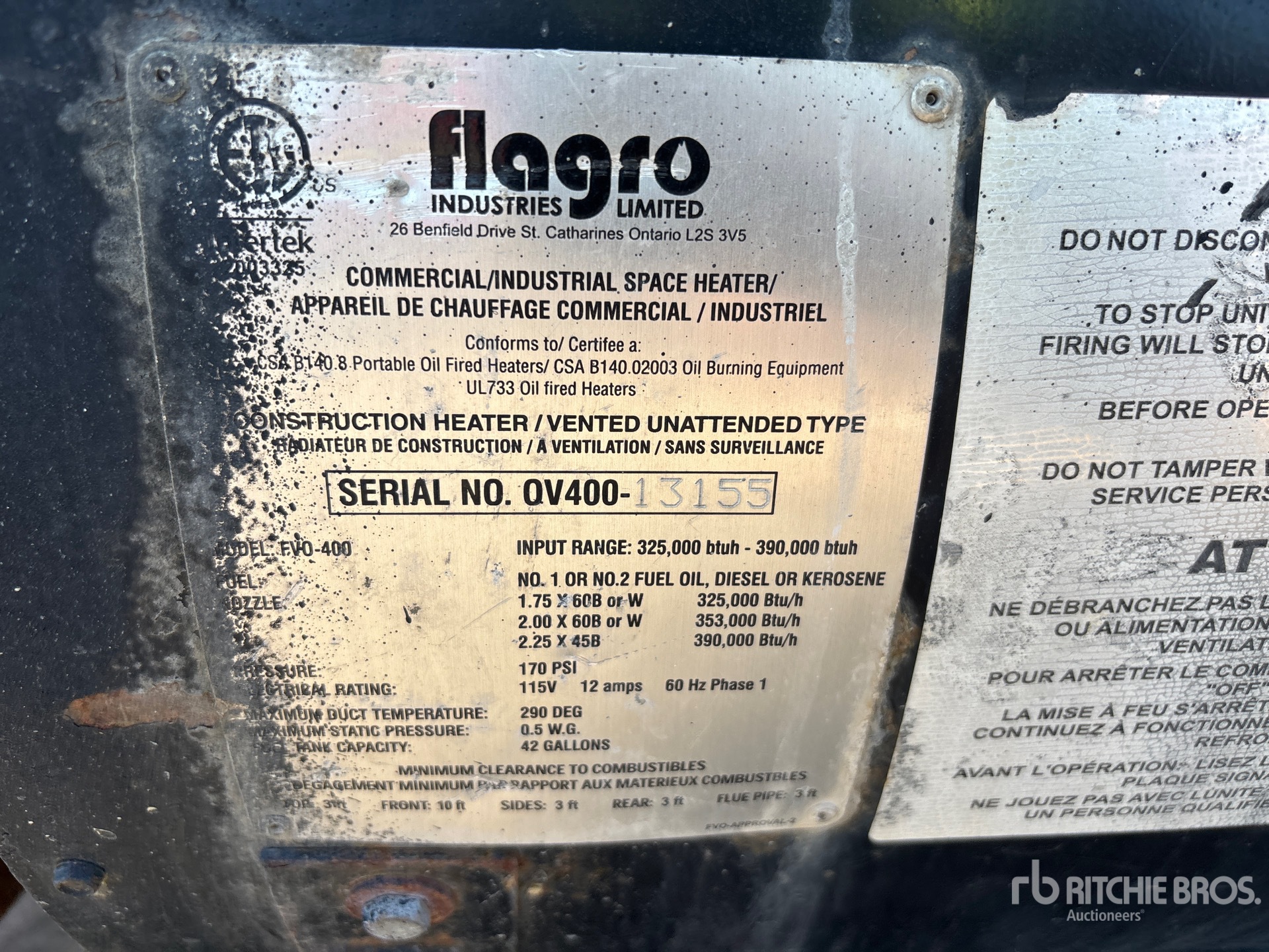 General Appearance with Serial Number / VIN