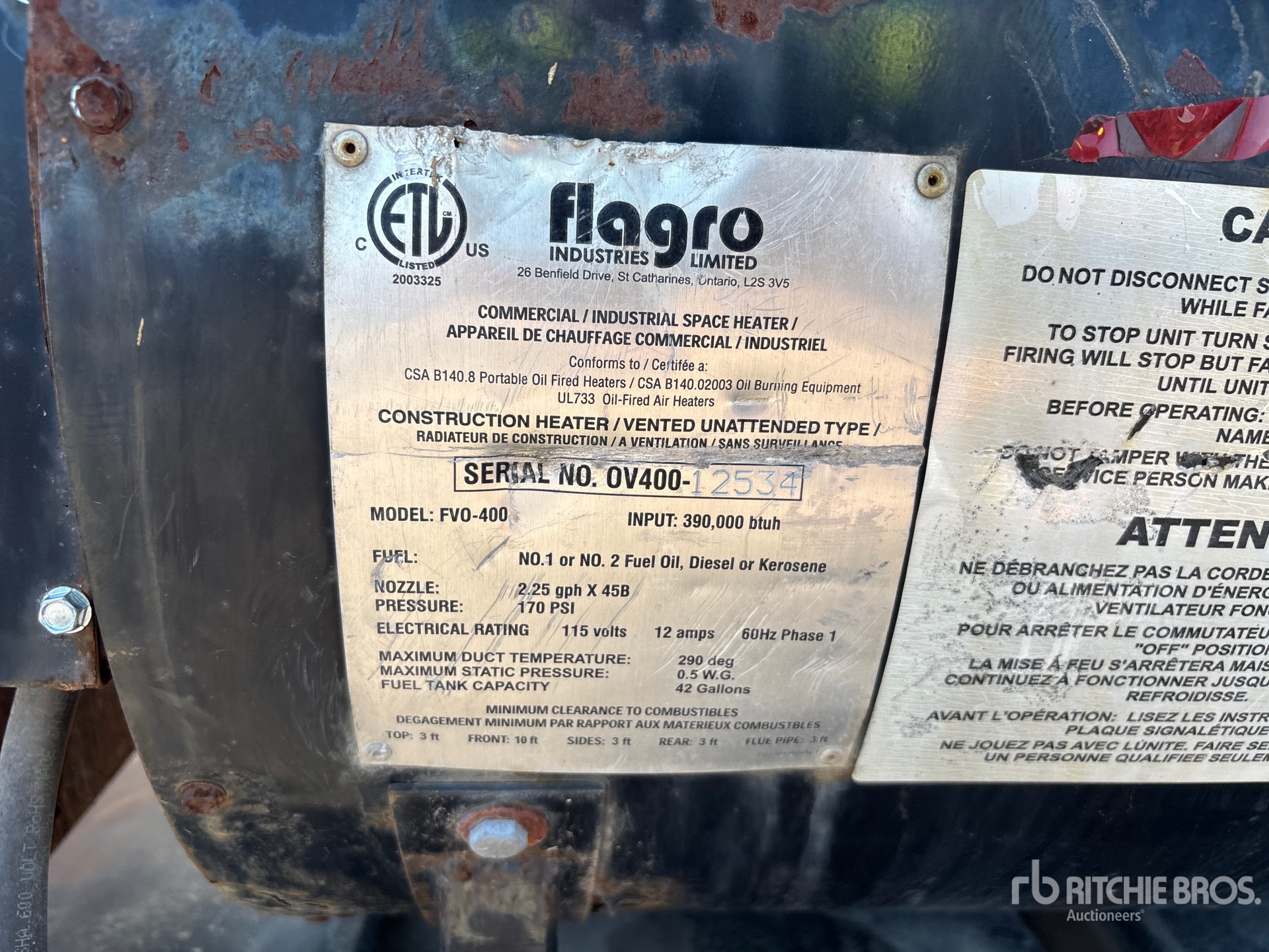 General Appearance with Serial Number / VIN