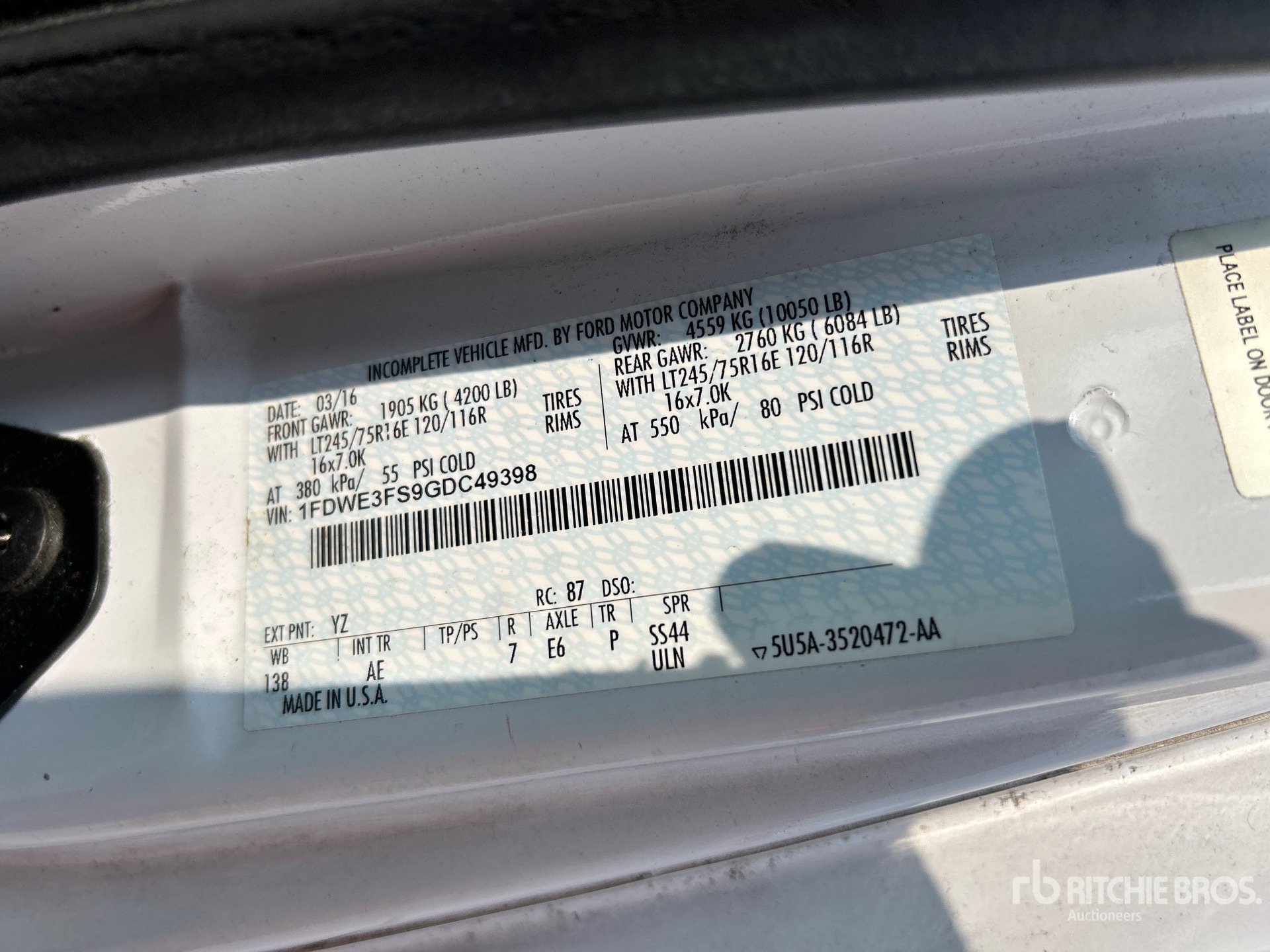 General Appearance with Serial Number / VIN