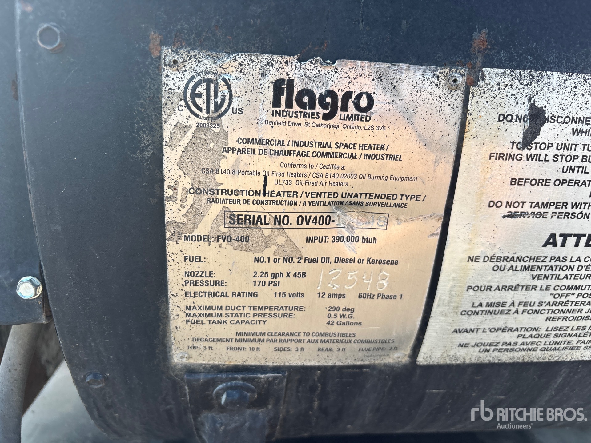 General Appearance with Serial Number / VIN