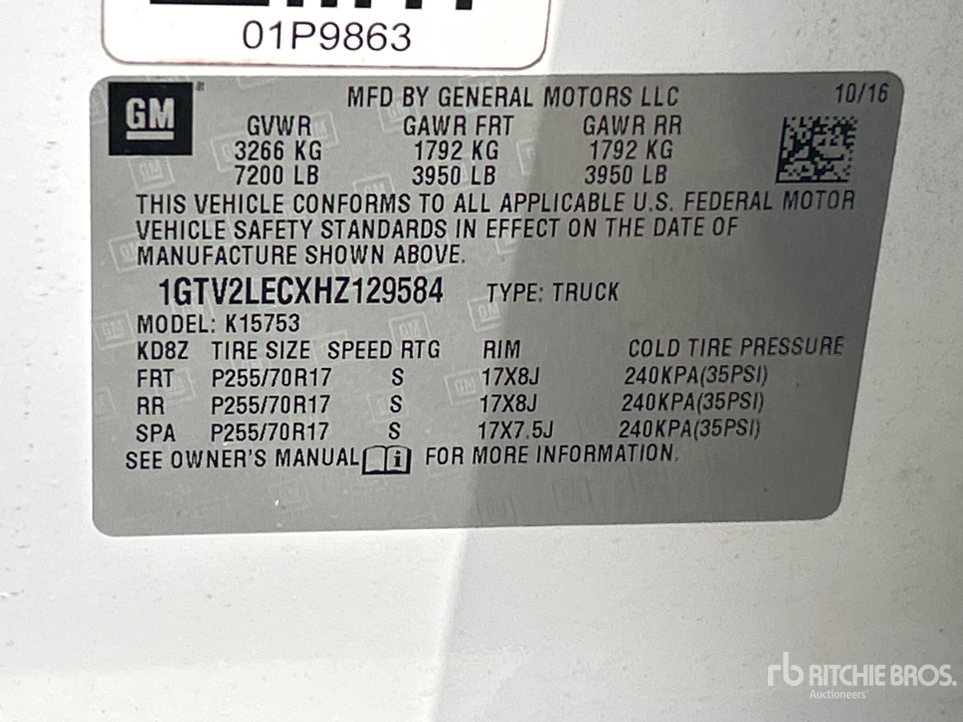General Appearance with Serial Number / VIN