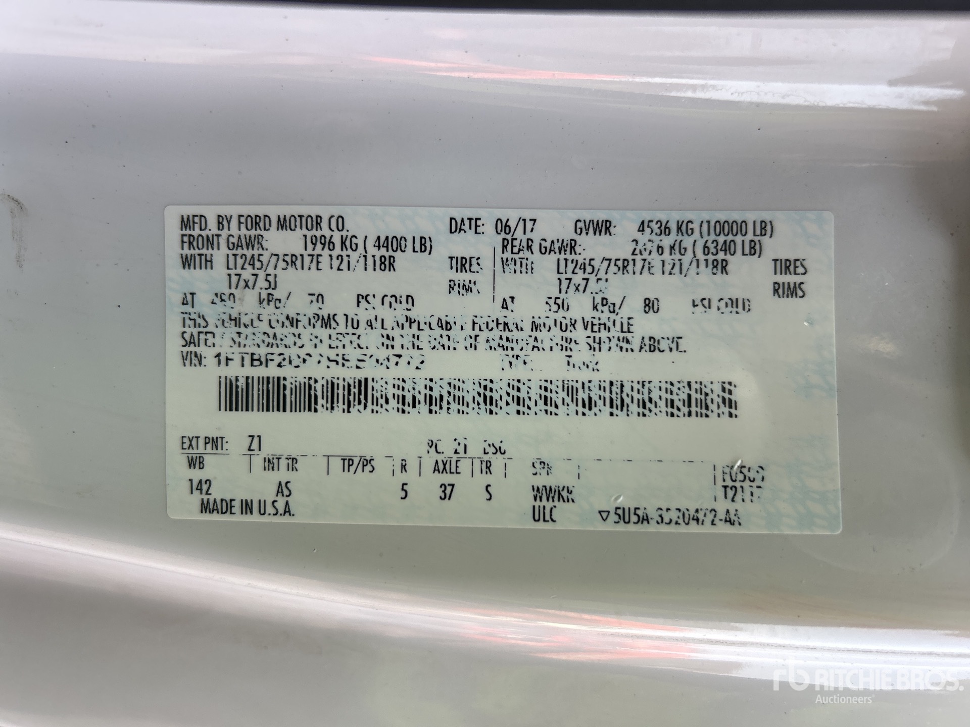 General Appearance with Serial Number / VIN