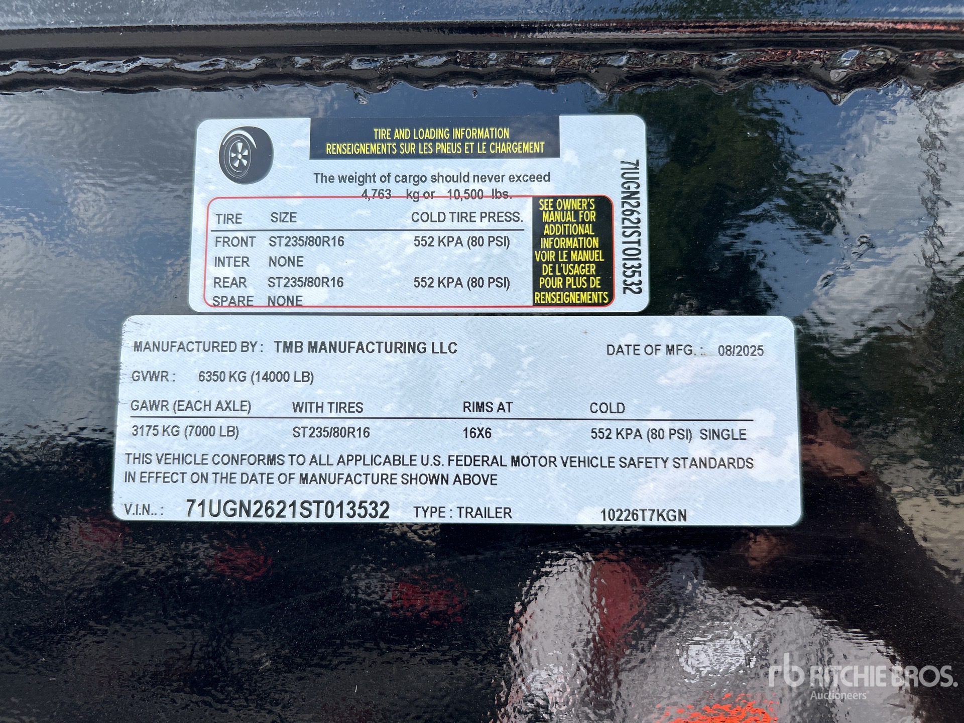 General Appearance with Serial Number / VIN