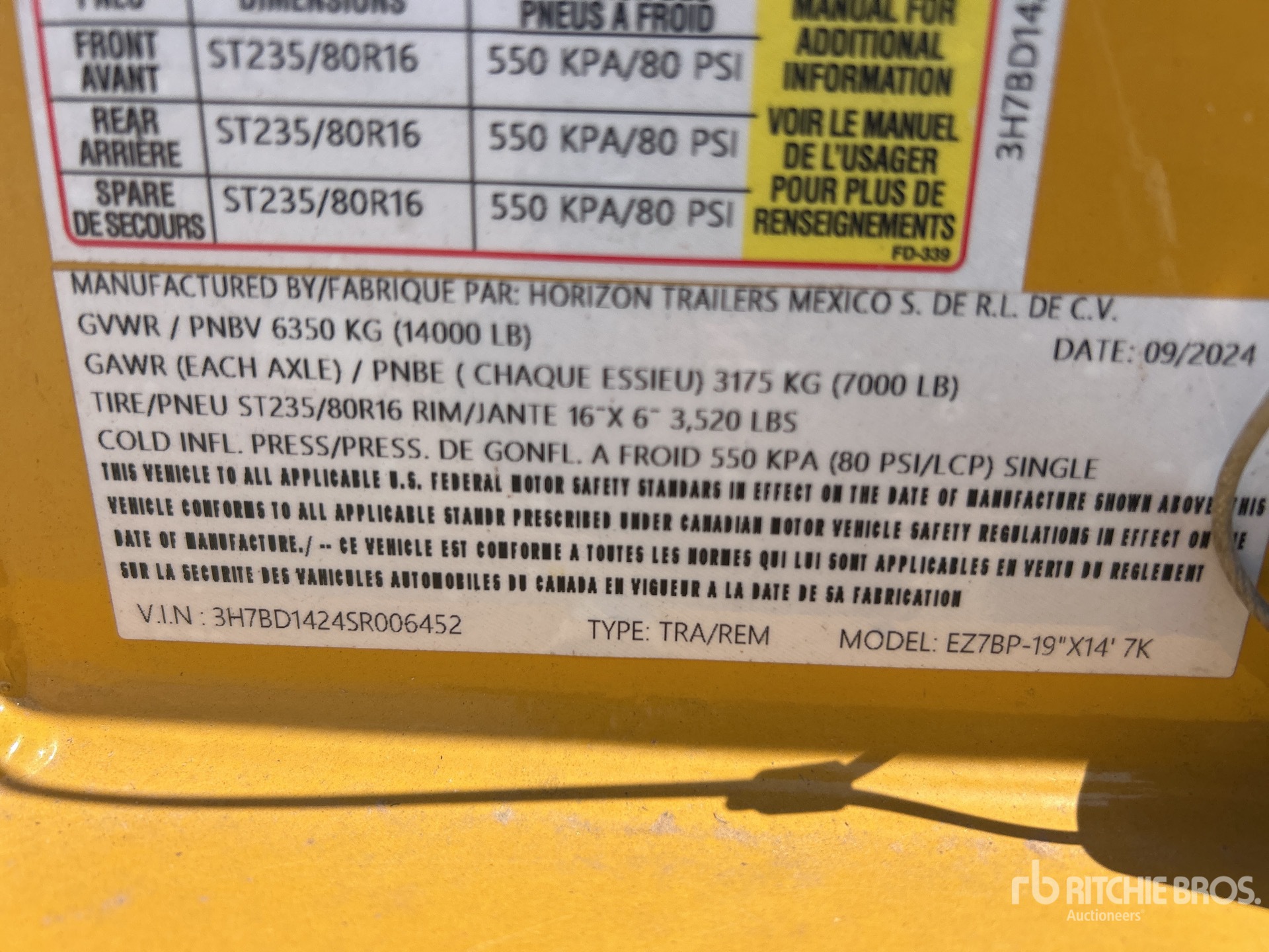 General Appearance with Serial Number / VIN