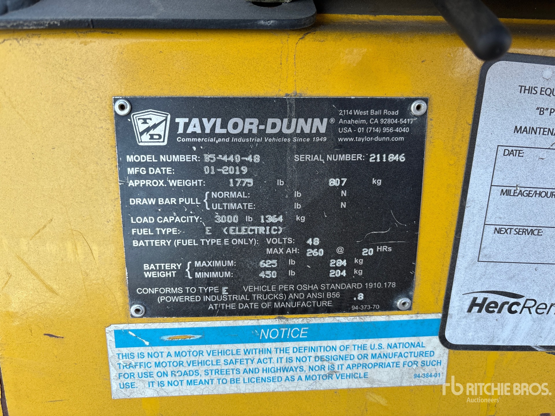 General Appearance with Serial Number / VIN