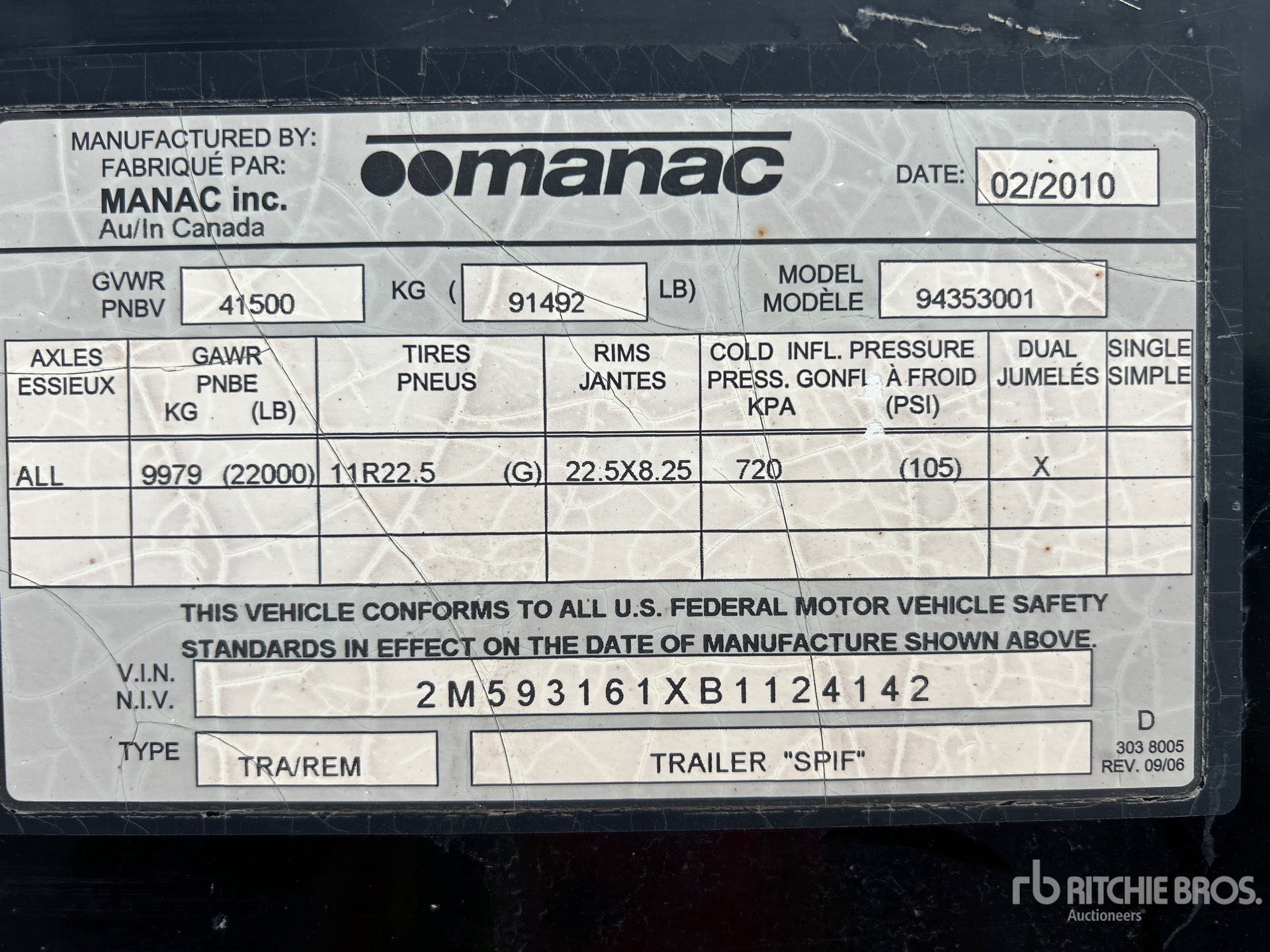 General Appearance with Serial Number / VIN
