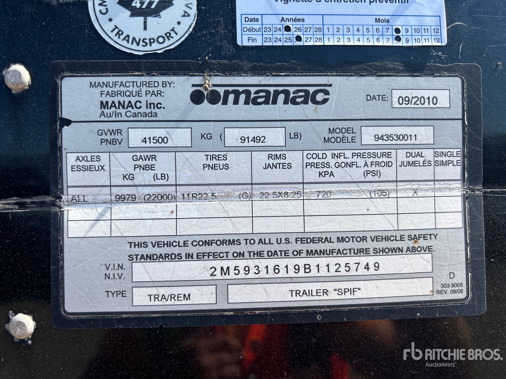 General Appearance with Serial Number / VIN