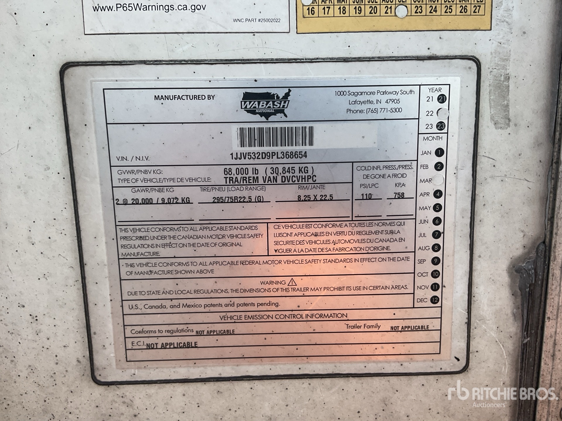 General Appearance with Serial Number / VIN