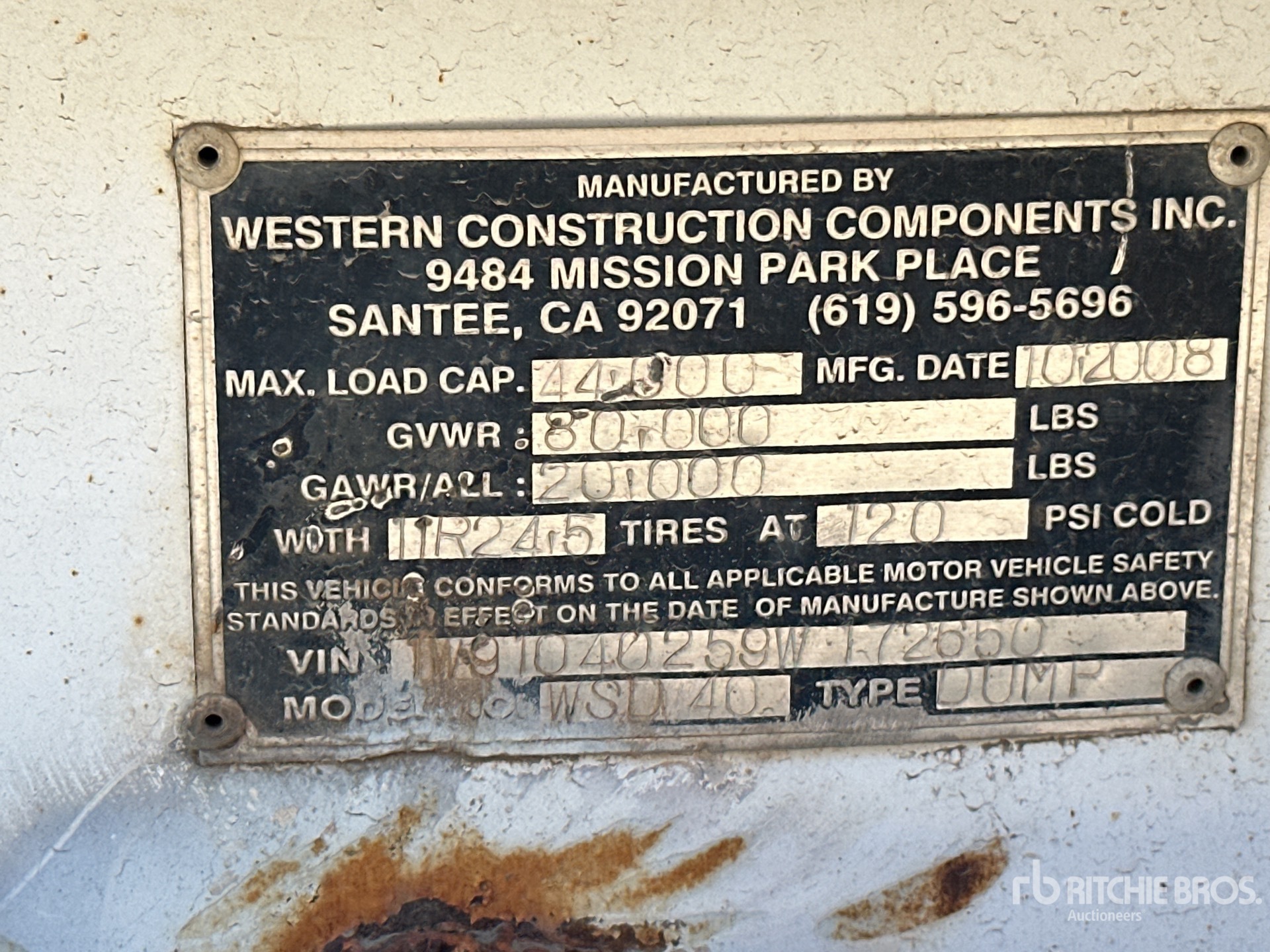 General Appearance with Serial Number / VIN