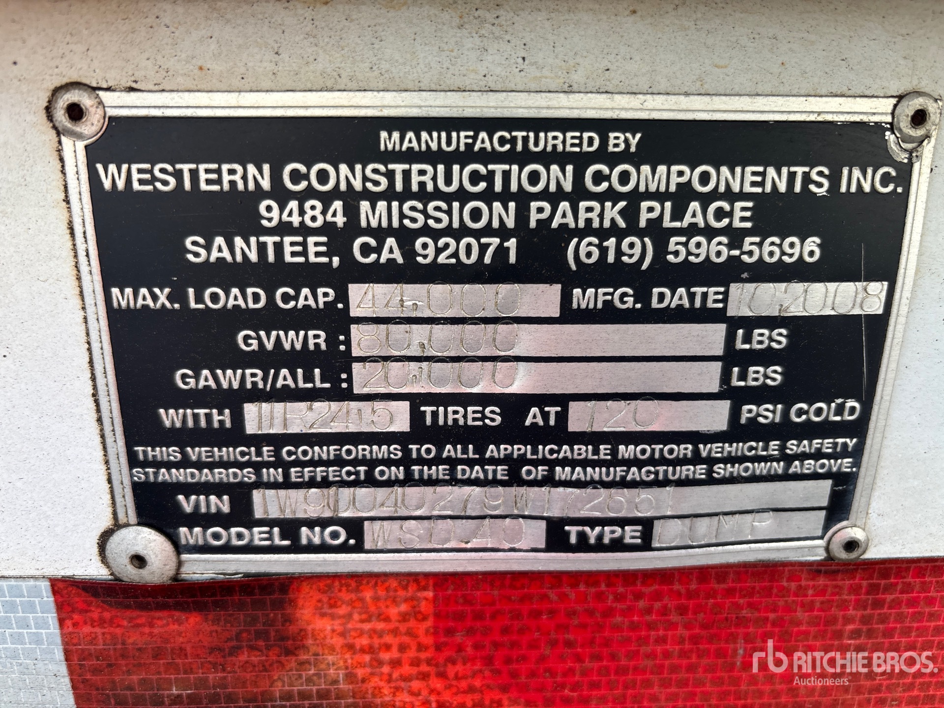 General Appearance with Serial Number / VIN