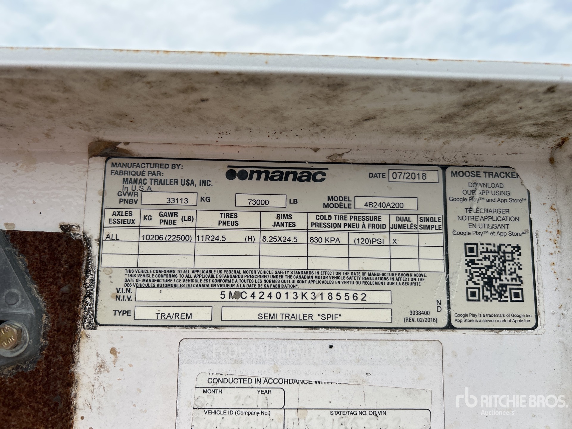 General Appearance with Serial Number / VIN