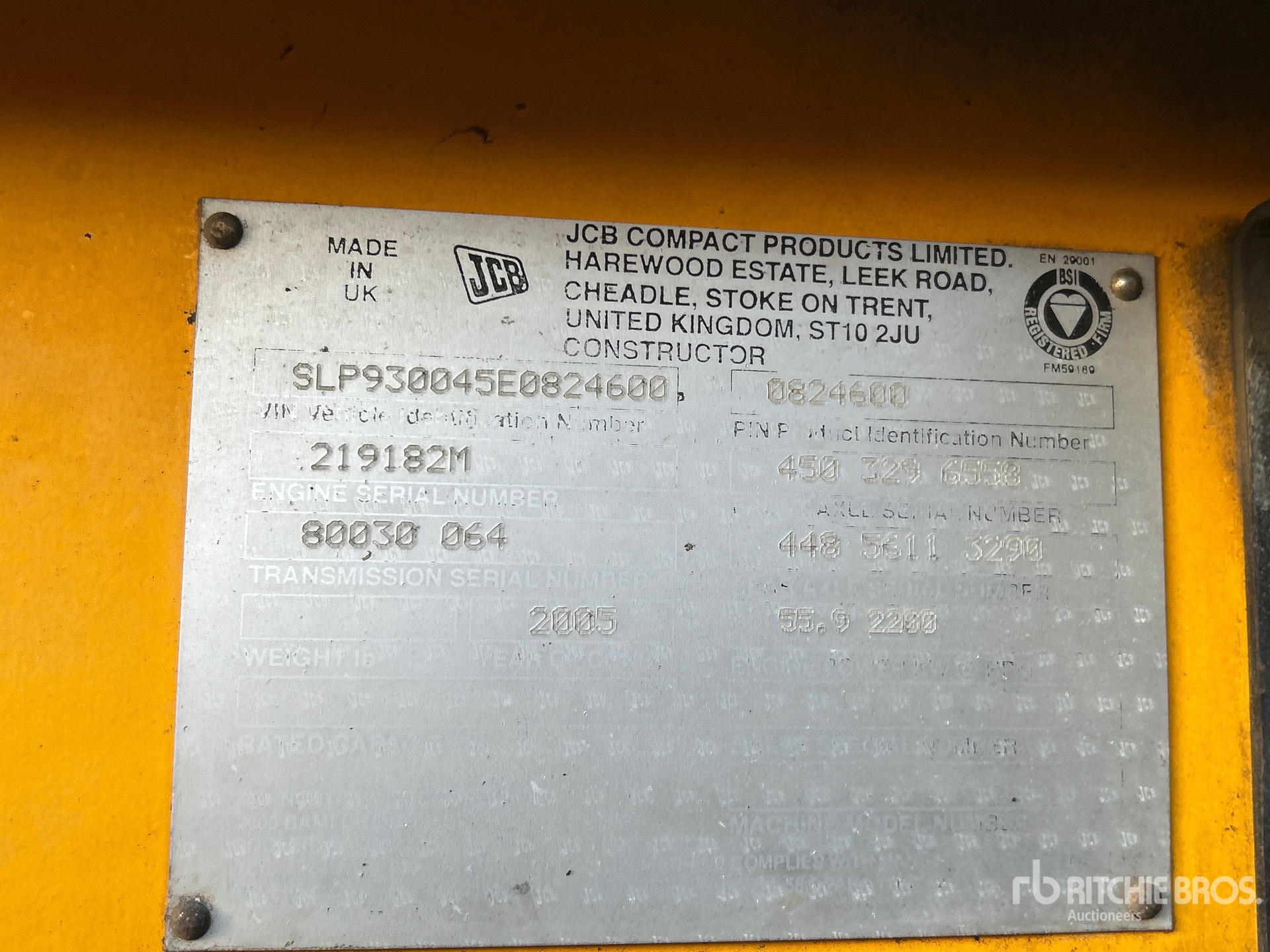 General Appearance with Serial Number / VIN