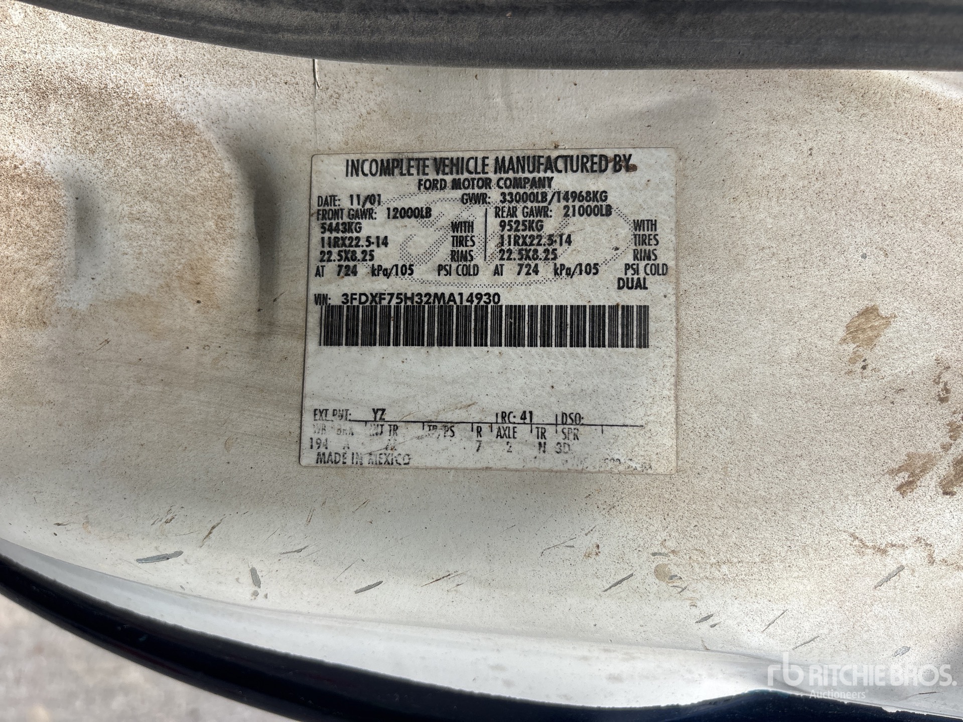 General Appearance with Serial Number / VIN