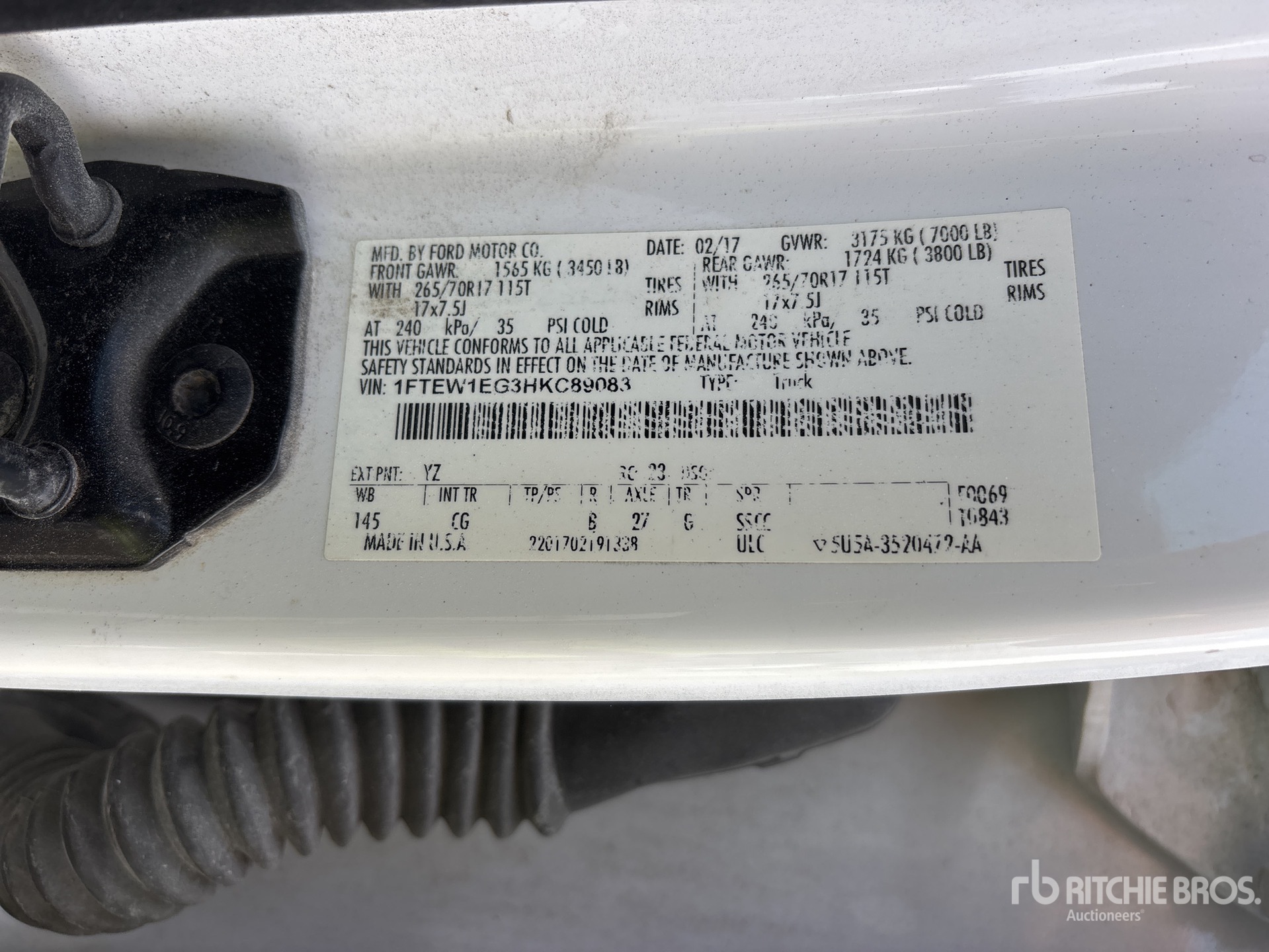 General Appearance with Serial Number / VIN