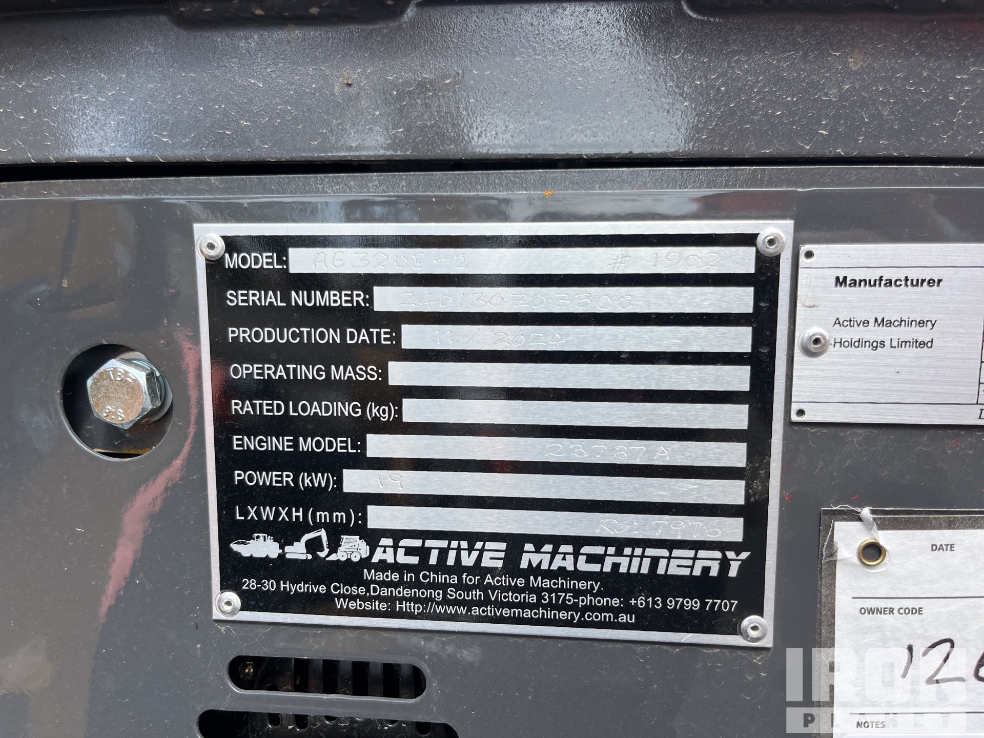 General Appearance with Serial Number / VIN