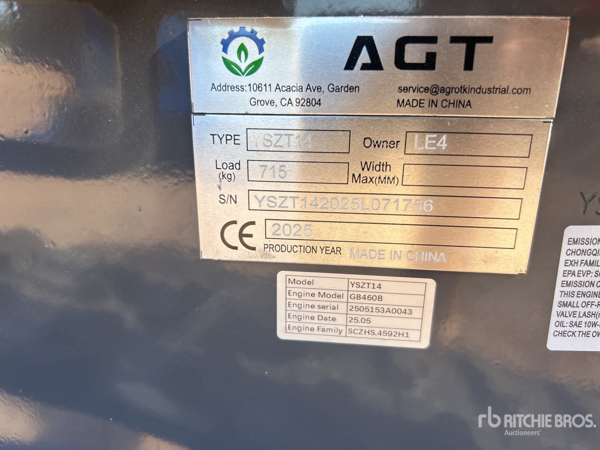 General Appearance with Serial Number / VIN
