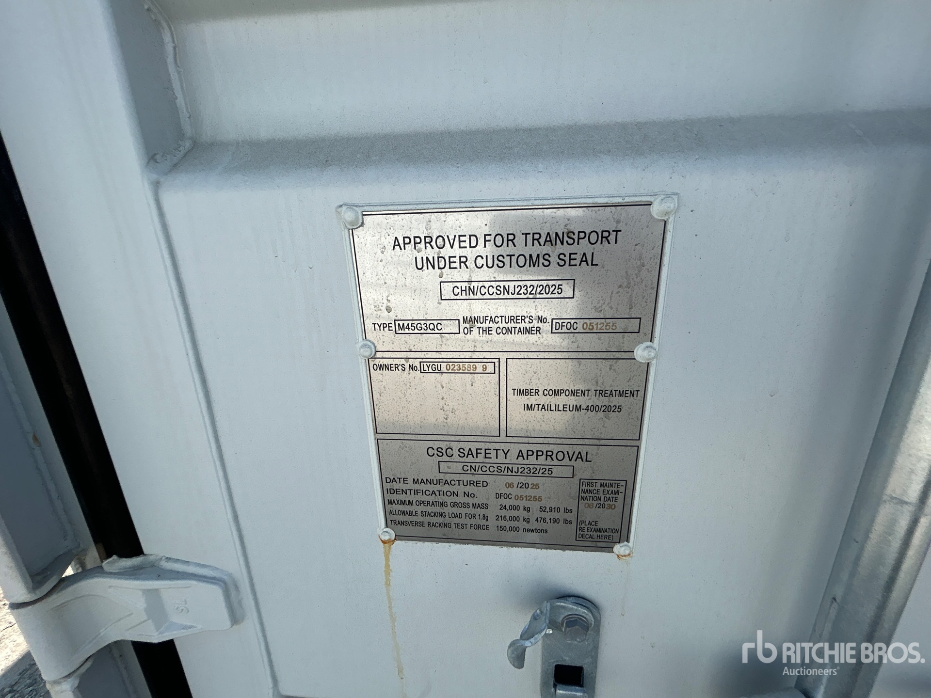 General Appearance with Serial Number / VIN
