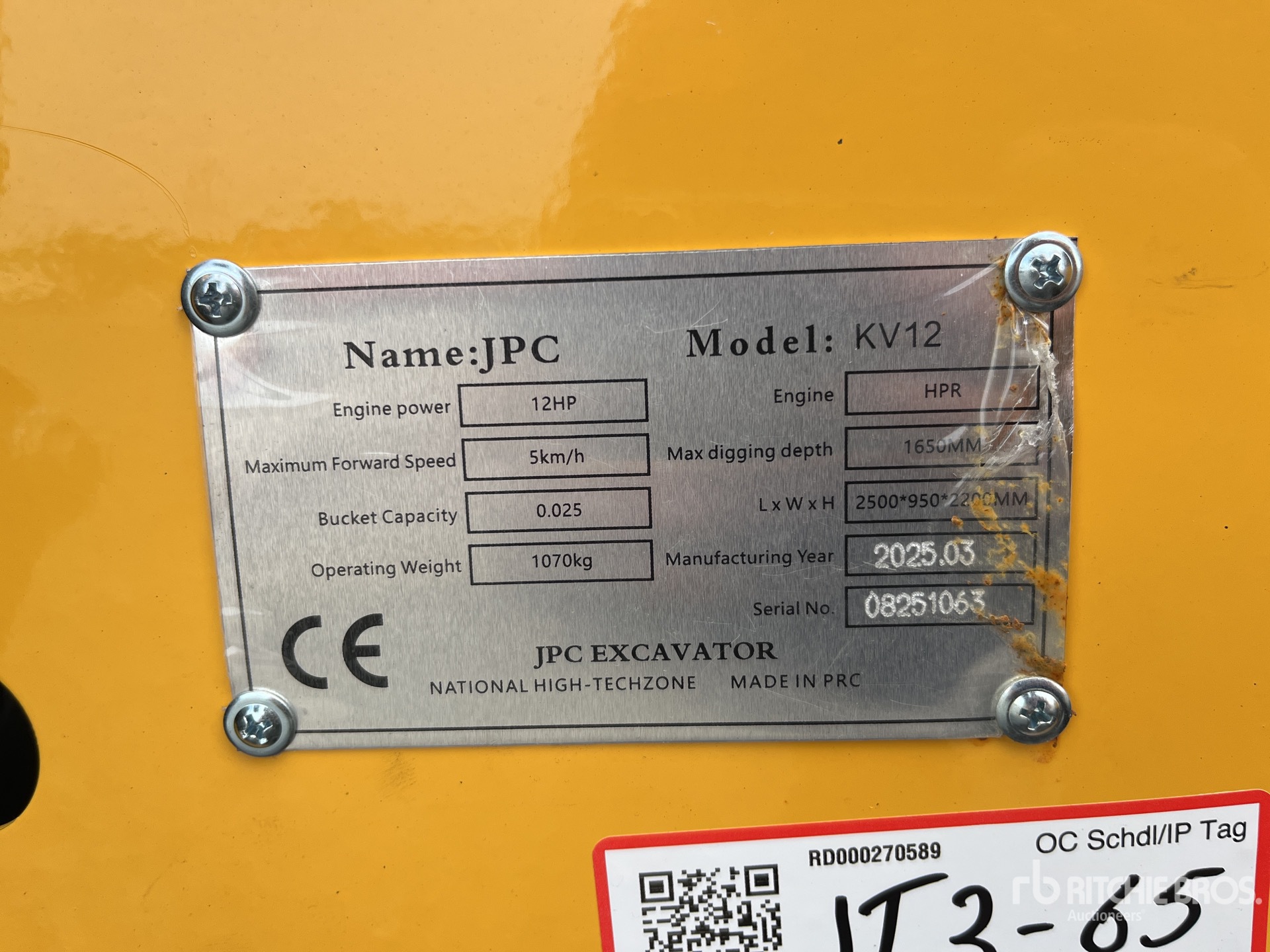 General Appearance with Serial Number / VIN