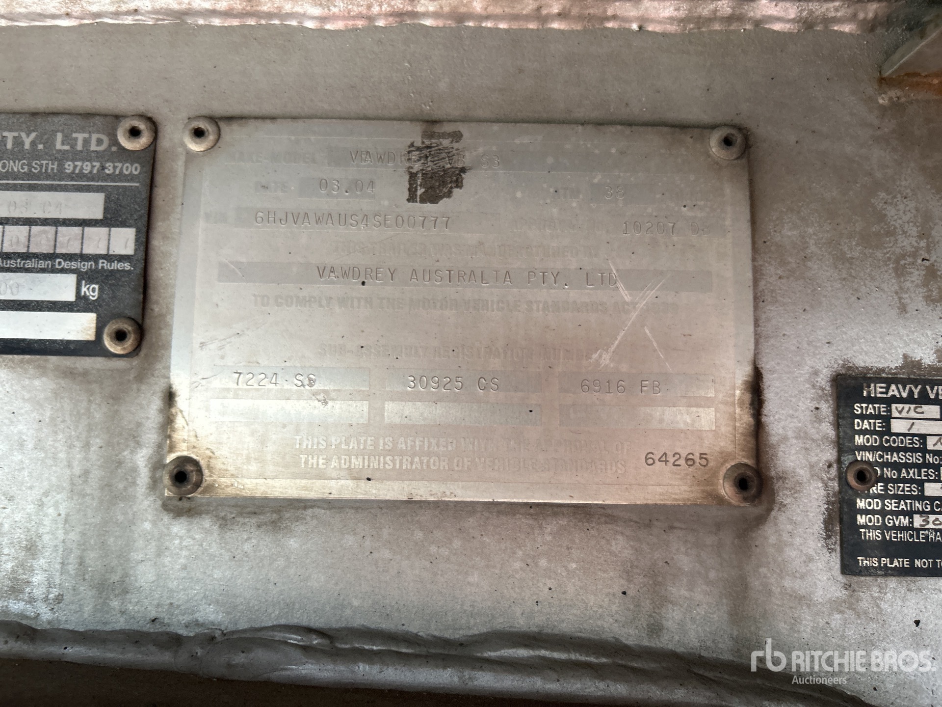 General Appearance with Serial Number / VIN