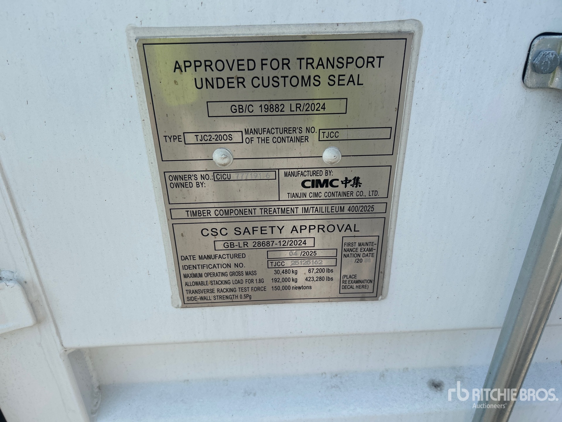 General Appearance with Serial Number / VIN