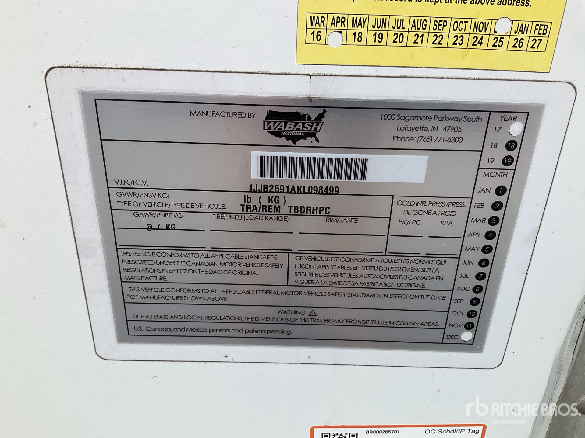 General Appearance with Serial Number / VIN