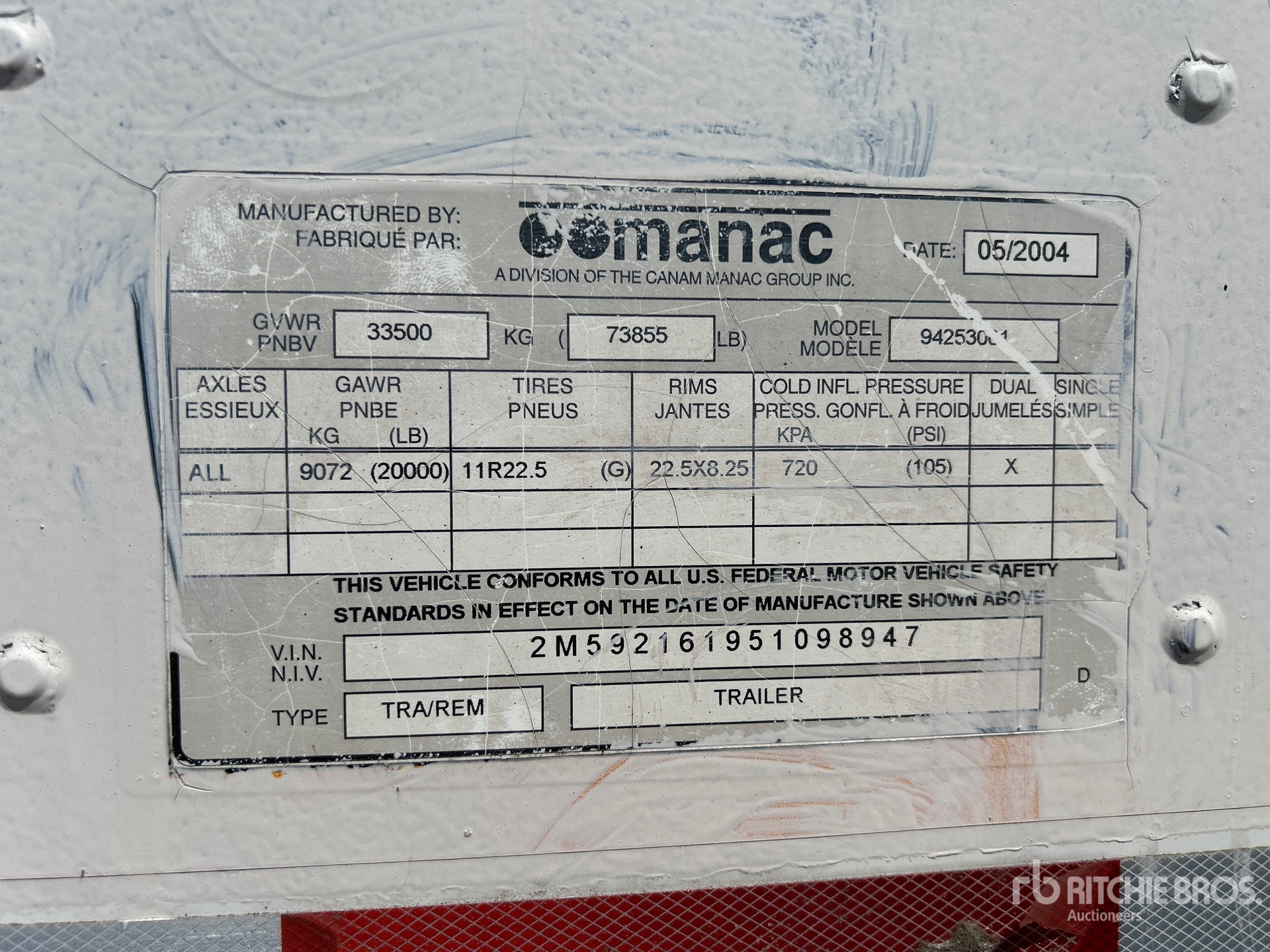 General Appearance with Serial Number / VIN