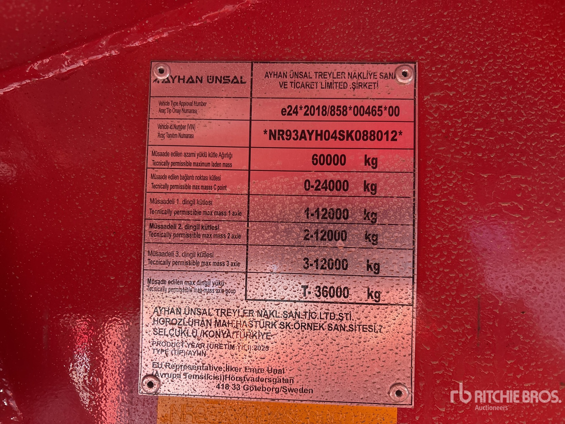 General Appearance with Serial Number / VIN