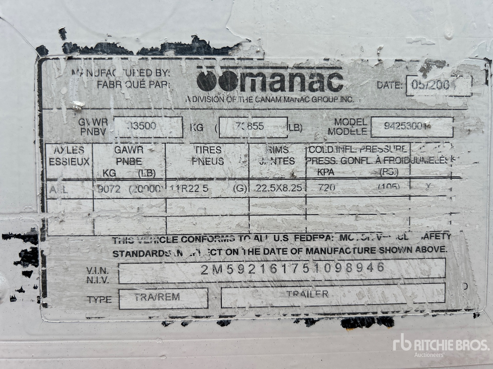 General Appearance with Serial Number / VIN