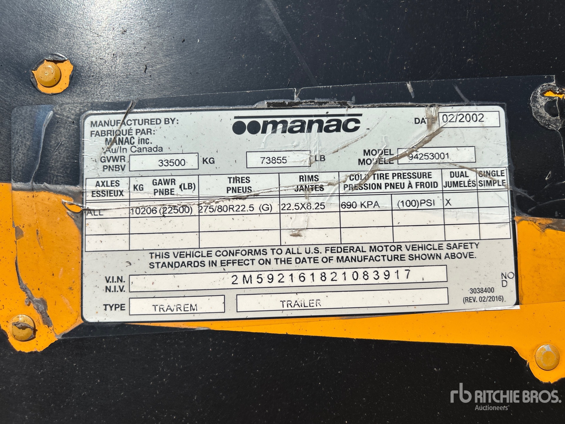 General Appearance with Serial Number / VIN
