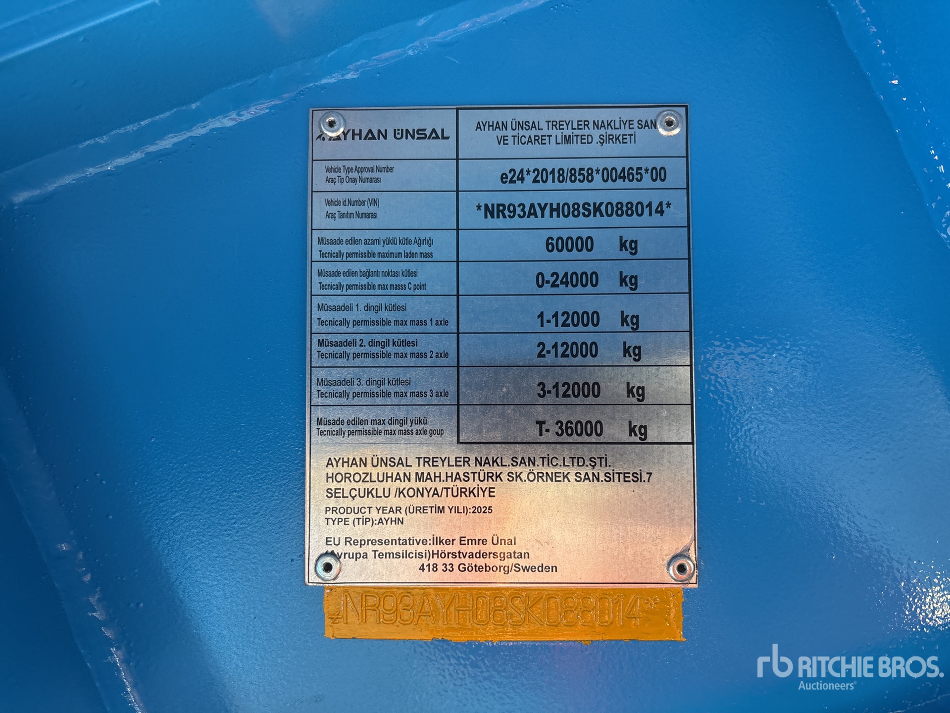General Appearance with Serial Number / VIN