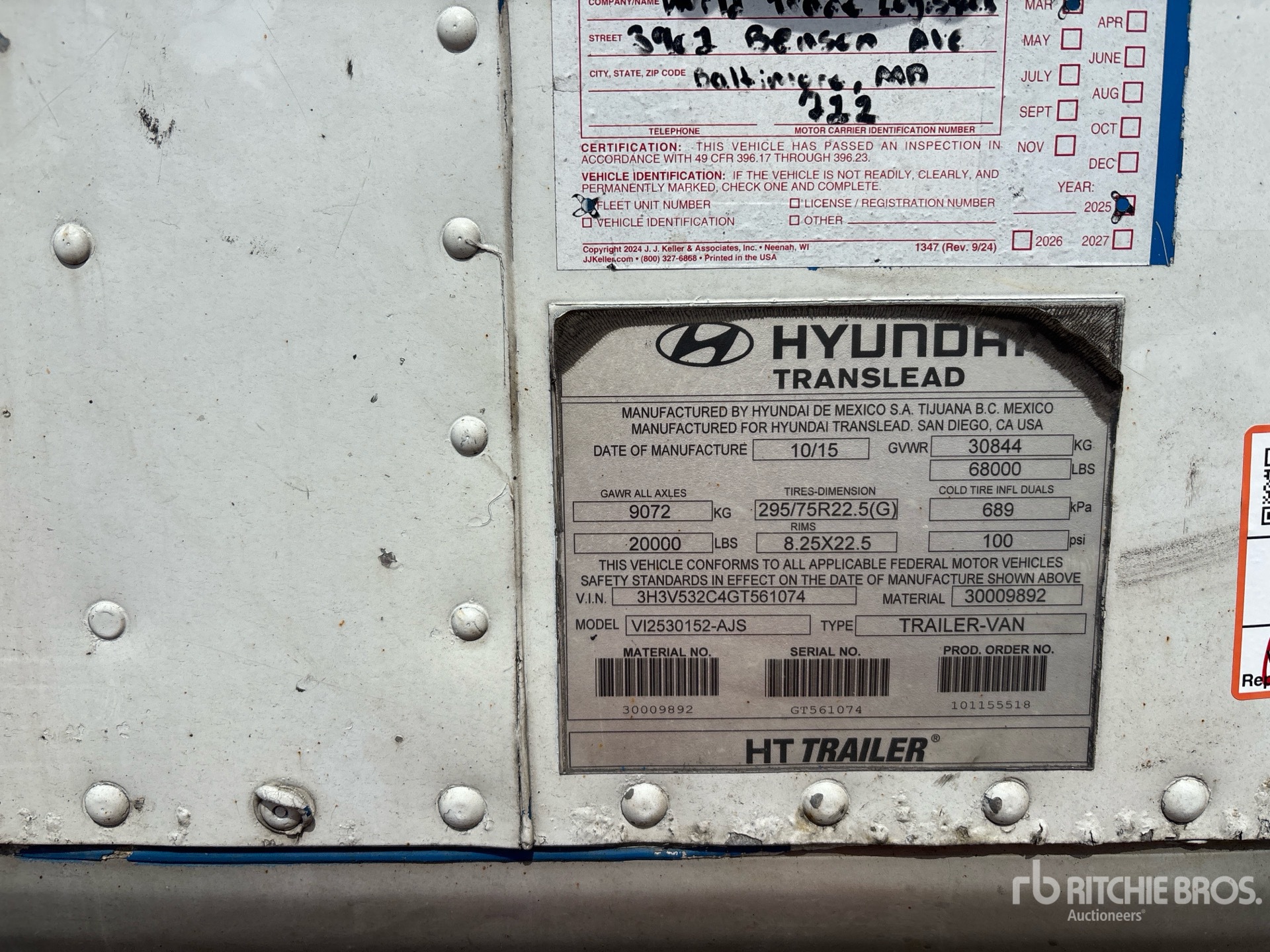 General Appearance with Serial Number / VIN