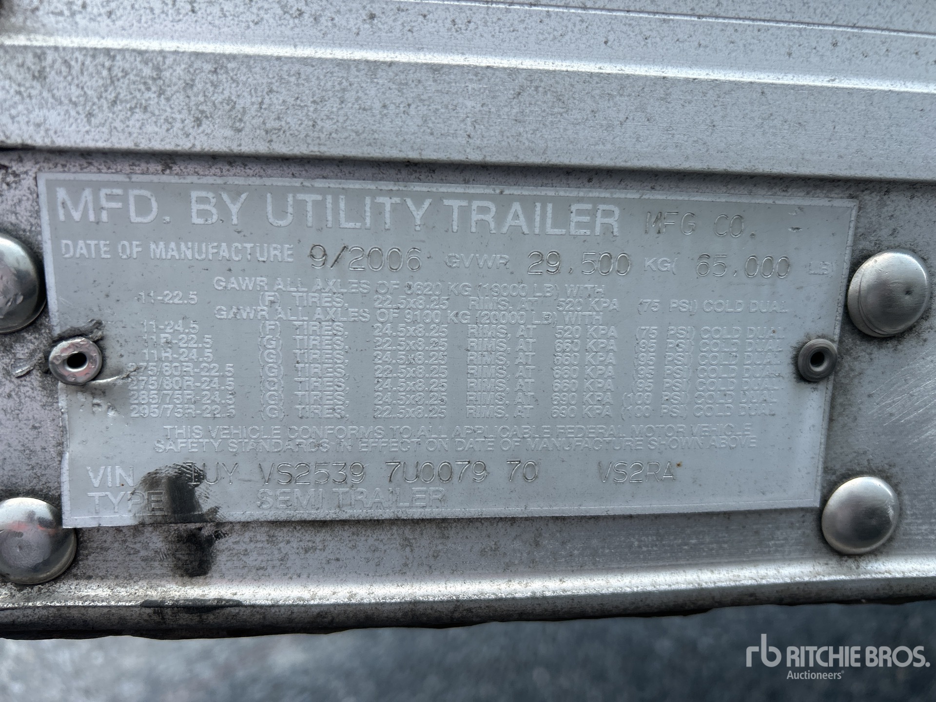 General Appearance with Serial Number / VIN