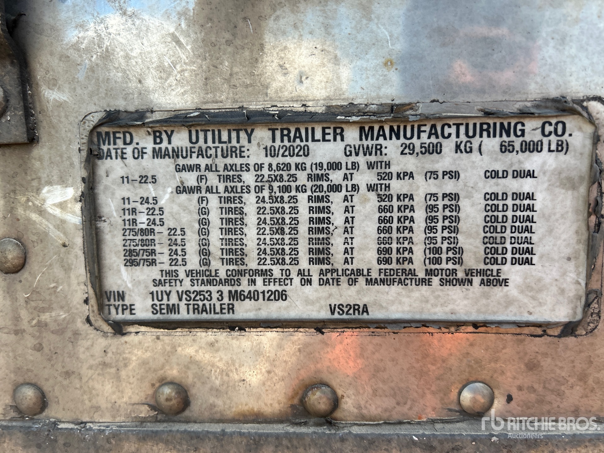 General Appearance with Serial Number / VIN