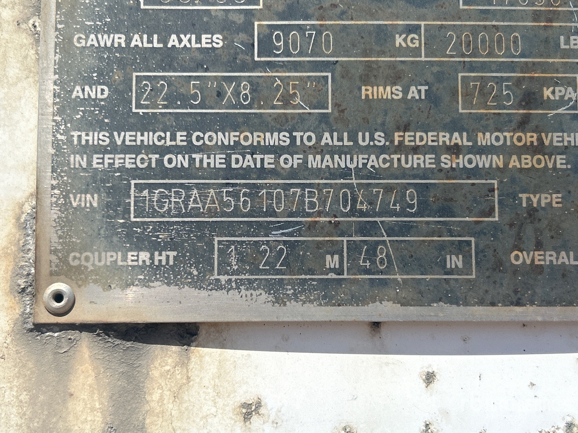 General Appearance with Serial Number / VIN