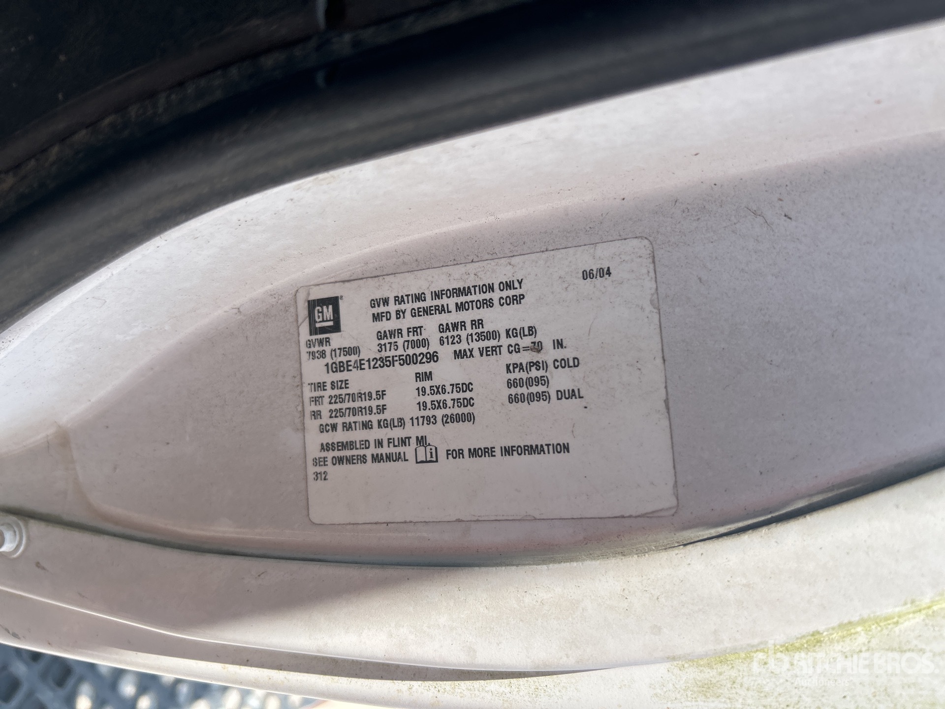 General Appearance with Serial Number / VIN