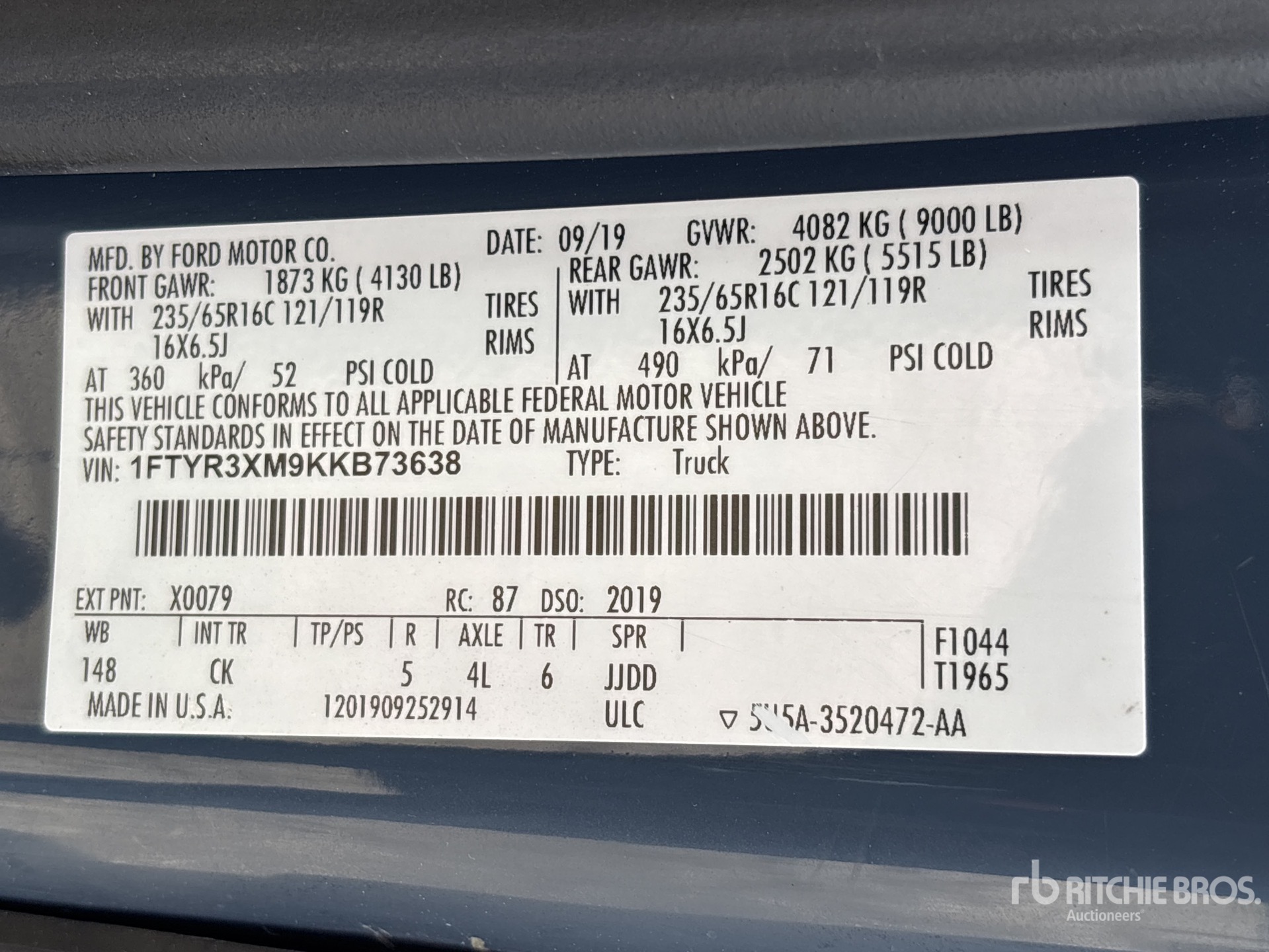 General Appearance with Serial Number / VIN