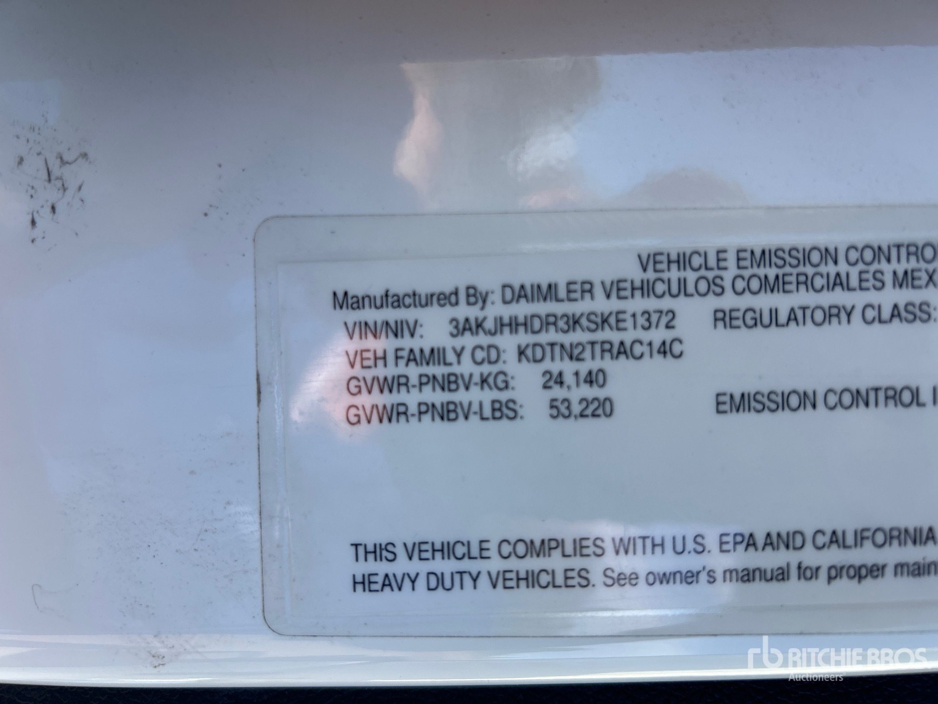 General Appearance with Serial Number / VIN